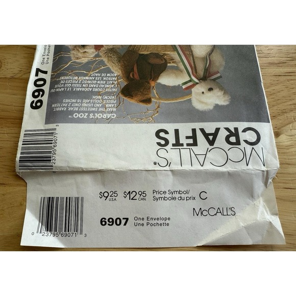 Carol's Zoo McCall's 6907 Crafts‎ Plush Pattern For 16" Bear, Rabbit, Lamb UC FF - Picture 3 of 4